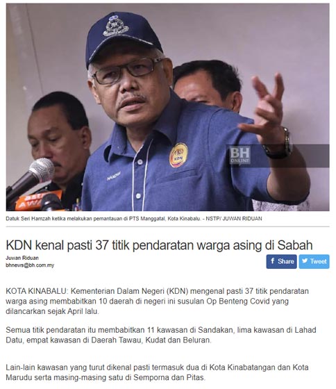 KDN kenal pasti 37 titik pendaratan warga asing di Sabah resize