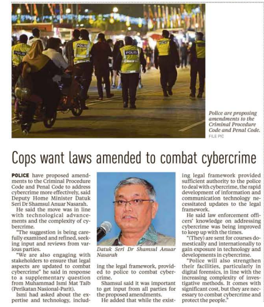 2 NOVEMBER COPS WANT LAWS AMENDED TO COMBAT CYBERCRIME