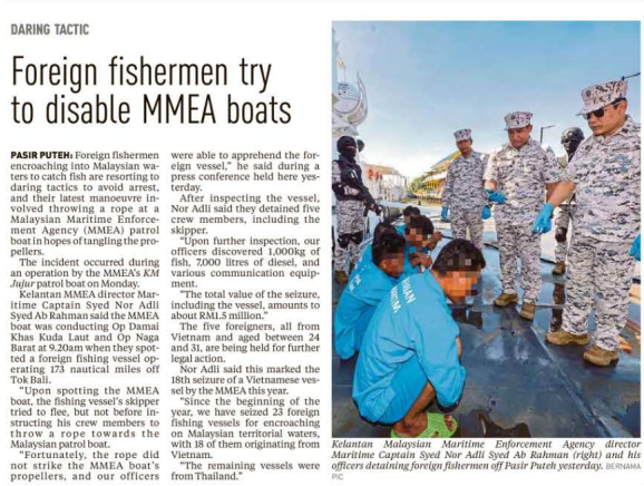 3 NOVEMBER FOREIGN FISHERMAN TRY TO DISABLE MMEA BOATS 
